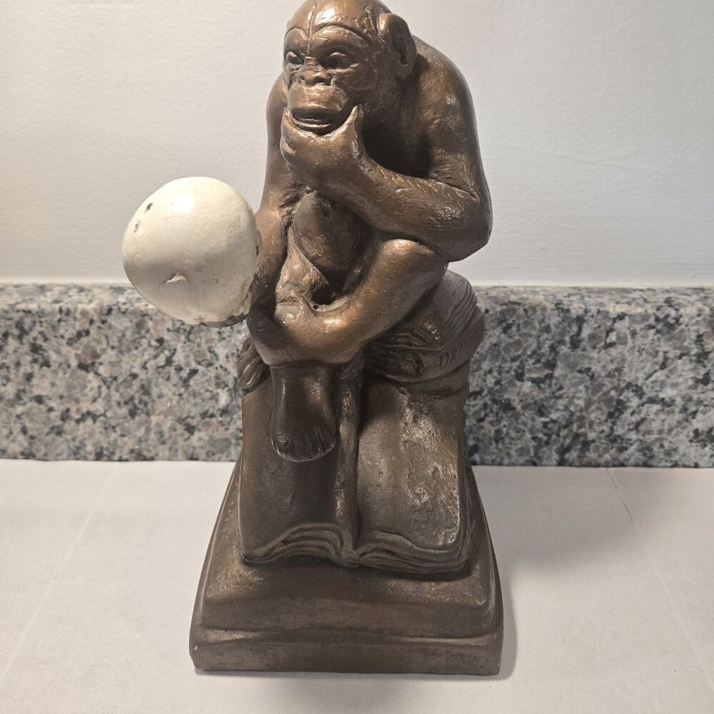 Vtg. 1962 9.5" Austin Sculpture Monkey Darwin Thinker Figurine Statuette